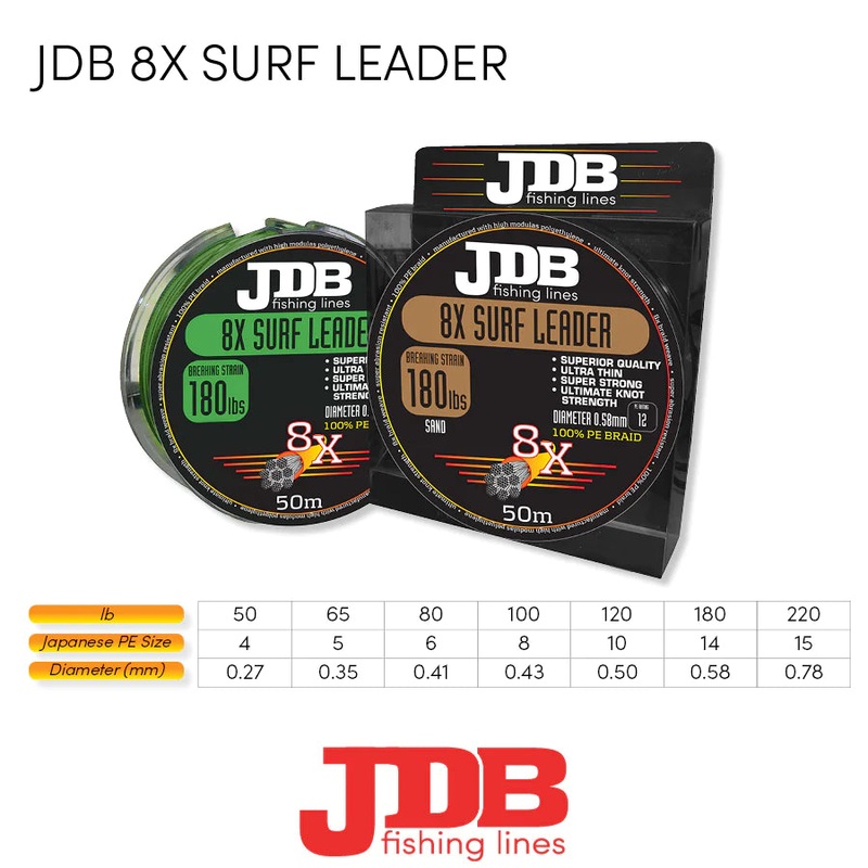 JDB Surf Leader X8 50m 100lb