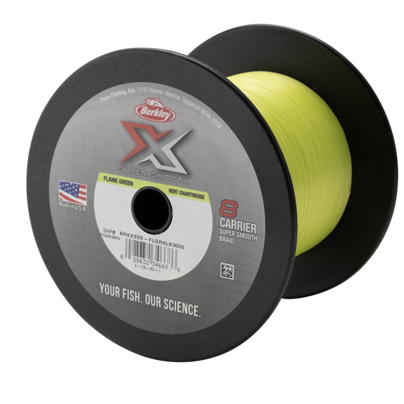 Berkley X Braid Super Smooth 8 Fishing Line Green Bulk 3000m 100lb