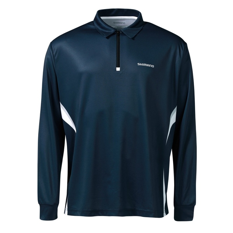 Shimano Zip Sublimated Long Sleeve Fishing Jersey Shirt – Navy Grey Large