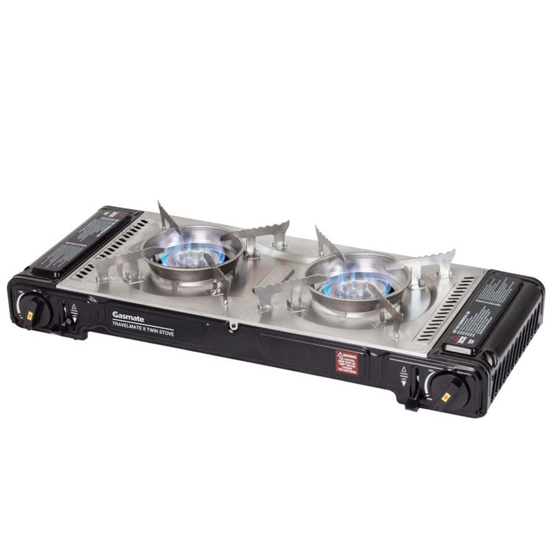 Gasmate Travel mate ll Deluxe Twin Stove W Hotplate 2-BURNERS