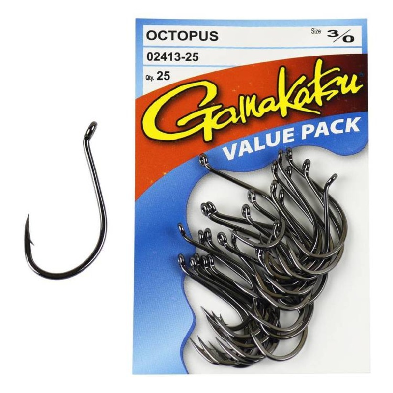 Gamakatsu Octopus Hooks Black 25-pack 4/0