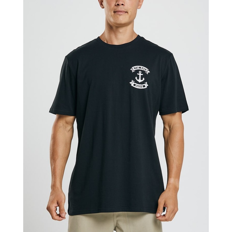 The Mad Hueys Smoking Anchor Short Sleeve Tee Large Black