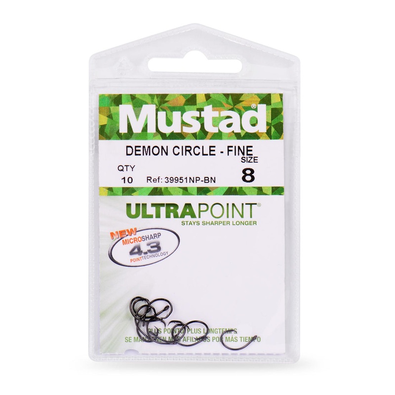 Mustad Demon Perfect Inline Circle 3X Strong Hook – 39951NP 16/0 10 Pack
