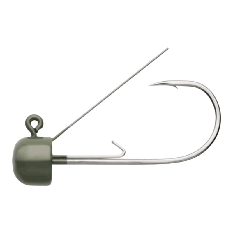 Owner Weedless Block Head Jig Head 1/8 oz Green Pumpkin