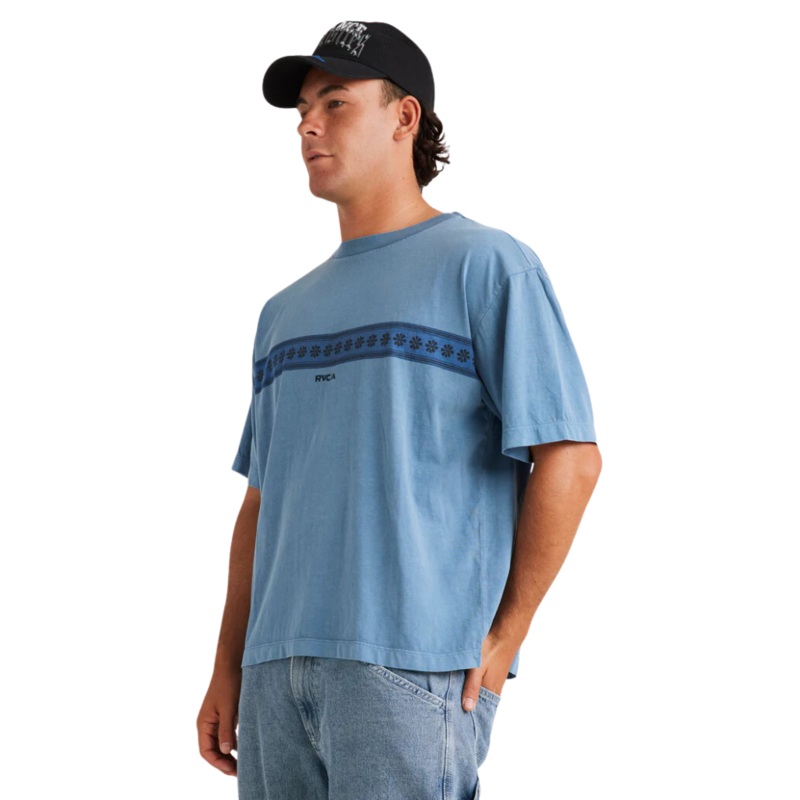 RVCA Dazed Stripe SS T-Shirt S Coronet Blue