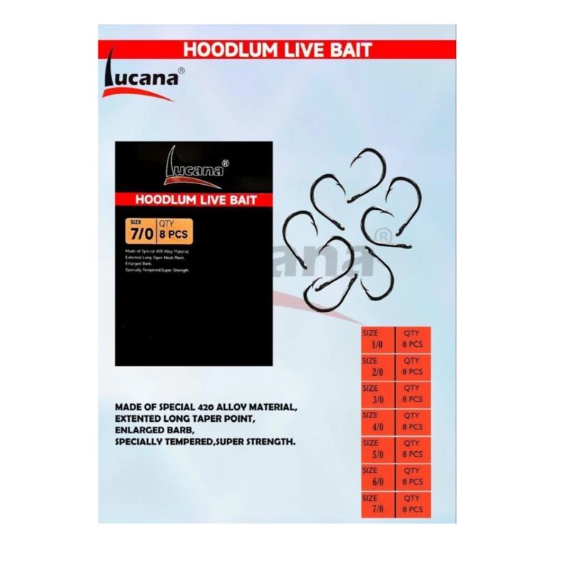 Lucana Hoodlum Live Bait Hook |  Size:- 1/0-7/0 1/0