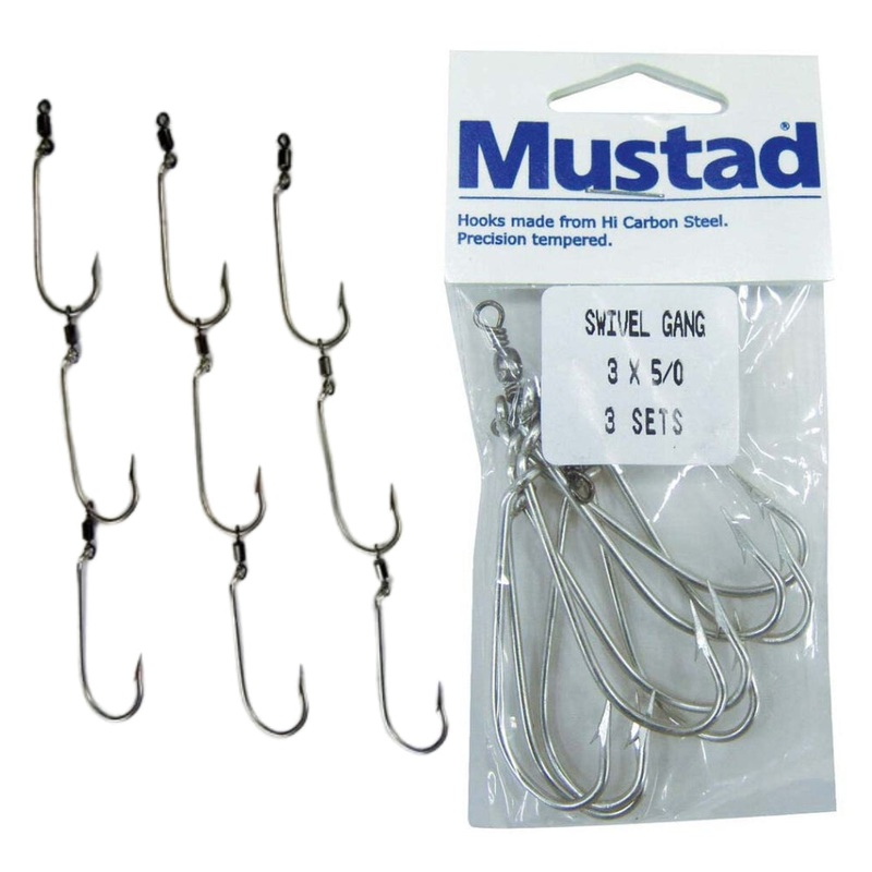Mustad Swivel Ganged Hooks – 3 Sets Of 3 3/0