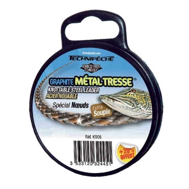 Technipeche Graphite Metal Tresse Knotable Steel Wire Leader 5m 10kg