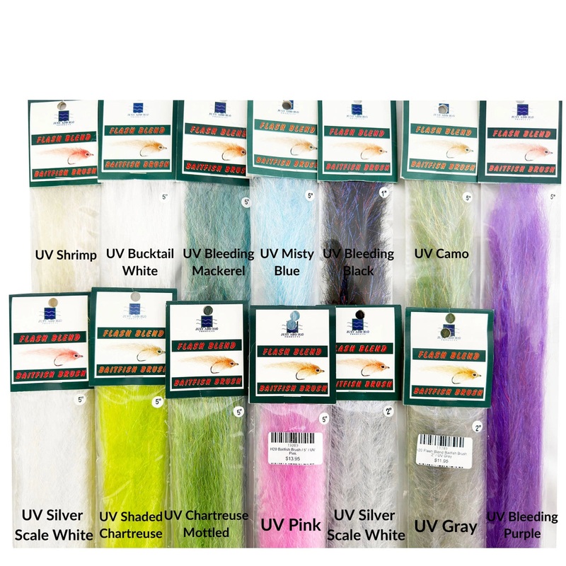 H2O Flash Blend Baitfish Brush UV Bucktail White 5″