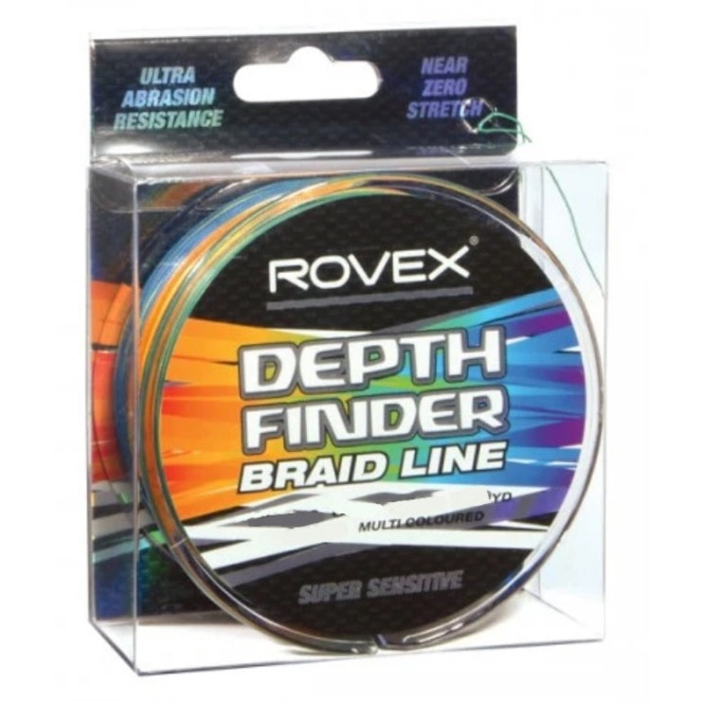 Rovex Depth Finder Multi Colour Braided Fishing Line 600yd Bulk Value Spool 100lb