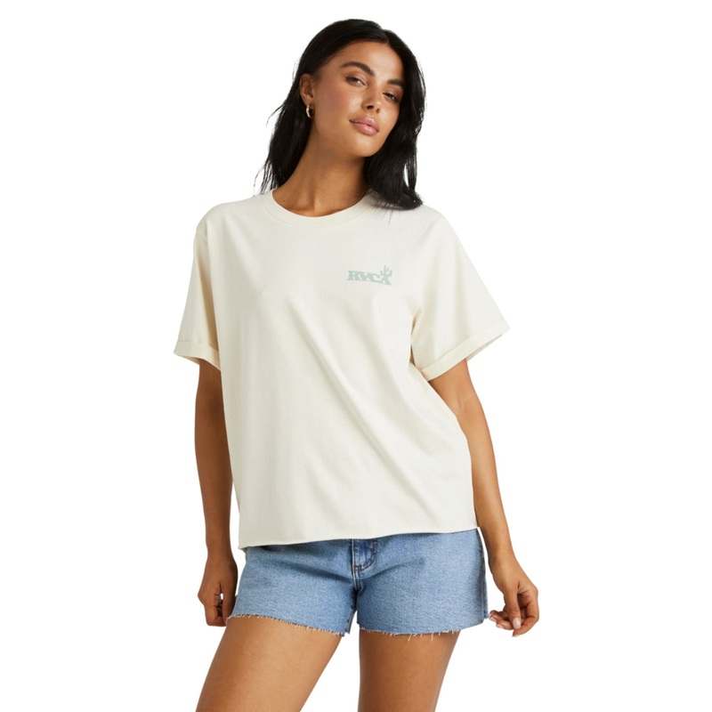 RVCA Cut Back Cuffed Tee XS Unbleached