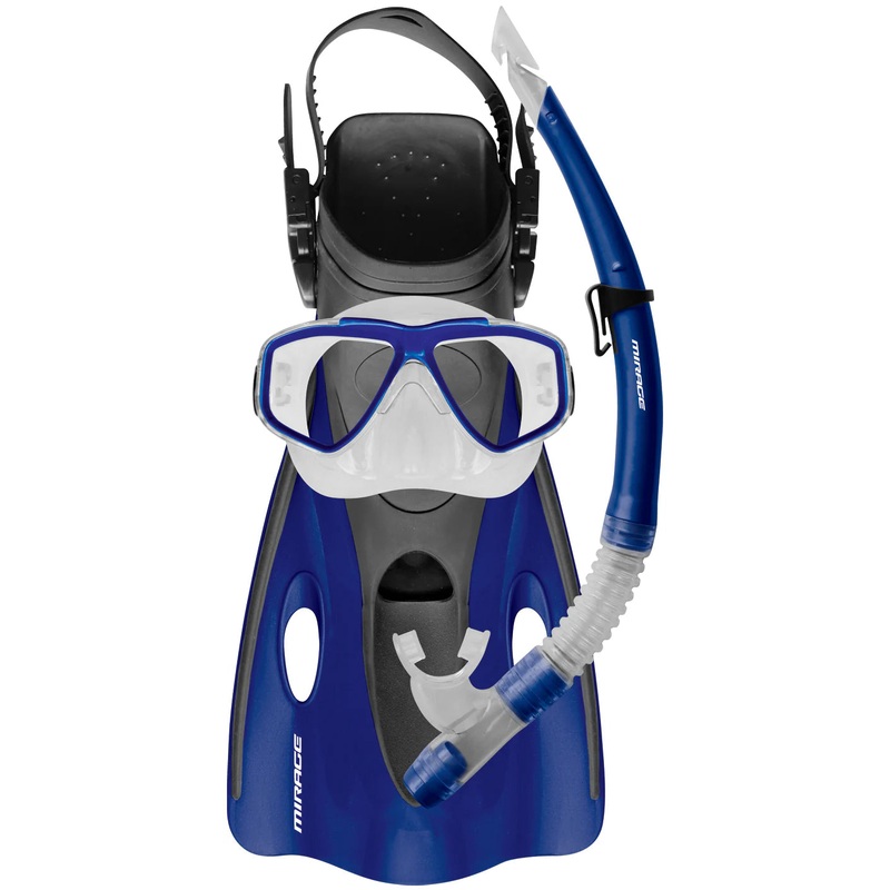 Mirage Ezi Travel Mask Snorkel Fin Set Blue Large / X Large