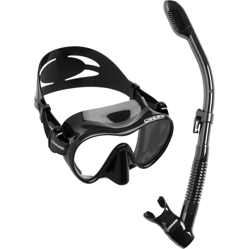 Cressi F1 Dry Dive Mask Snorkel Set Black