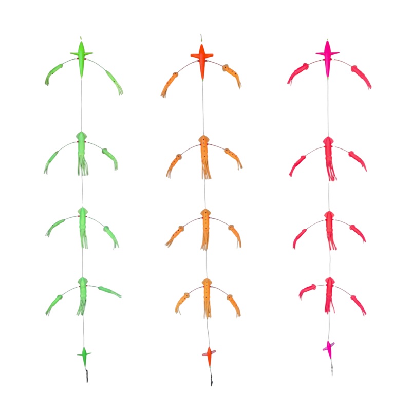 Hookem Flip Flop Teaser 7in Exciter Bird with 7 and 5in Squids Lumo Glow