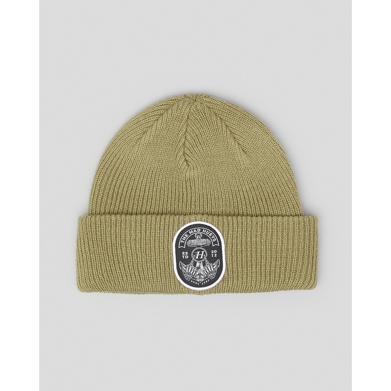 The Mad Hueys Double Fkd Roll Up Beanie Khaki – H222M06016