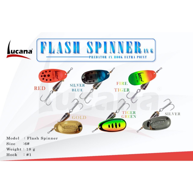 Lucana Predators 4x Flash Spinner 18g 18g Tiger Green