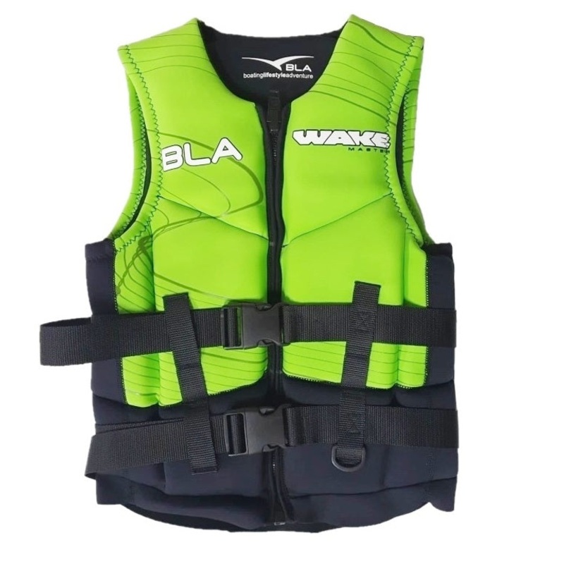 BLA Wakemaster V2 Nylon Life Jacket PFD Vest L50s – Bright Green Adult Large