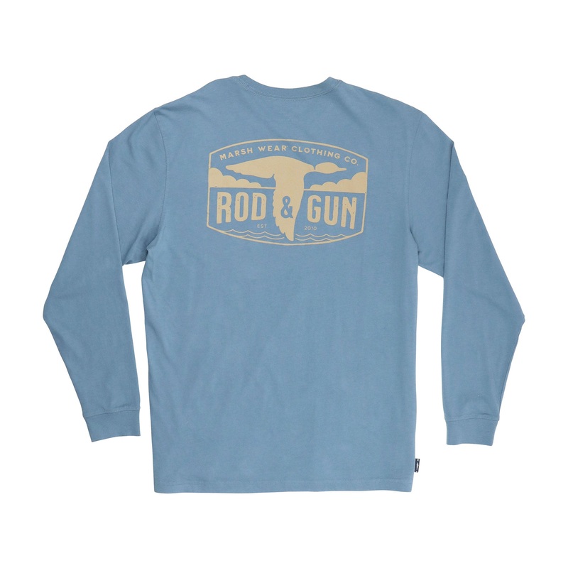Marsh Wear Duck Patch Long Sleeve T-Shirt Slate Blue Small