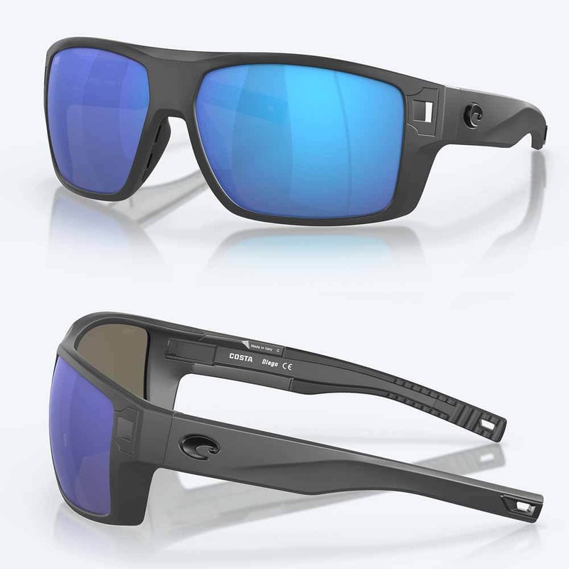 Costa Diego Matte Gray Frame Sunglasses 580G BLUE MIRROR