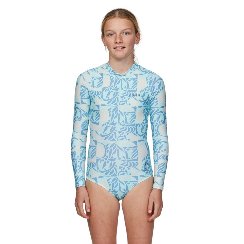 O’Neill Girls Bahia Lycra Back Zip Long Sleeve Surfsuit 10 Check Mosaic