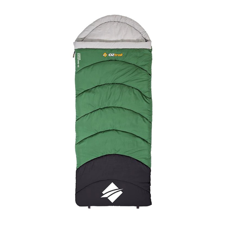 Oztrail Kingsford Hooded Sleeping Bag 0C ADULT Green