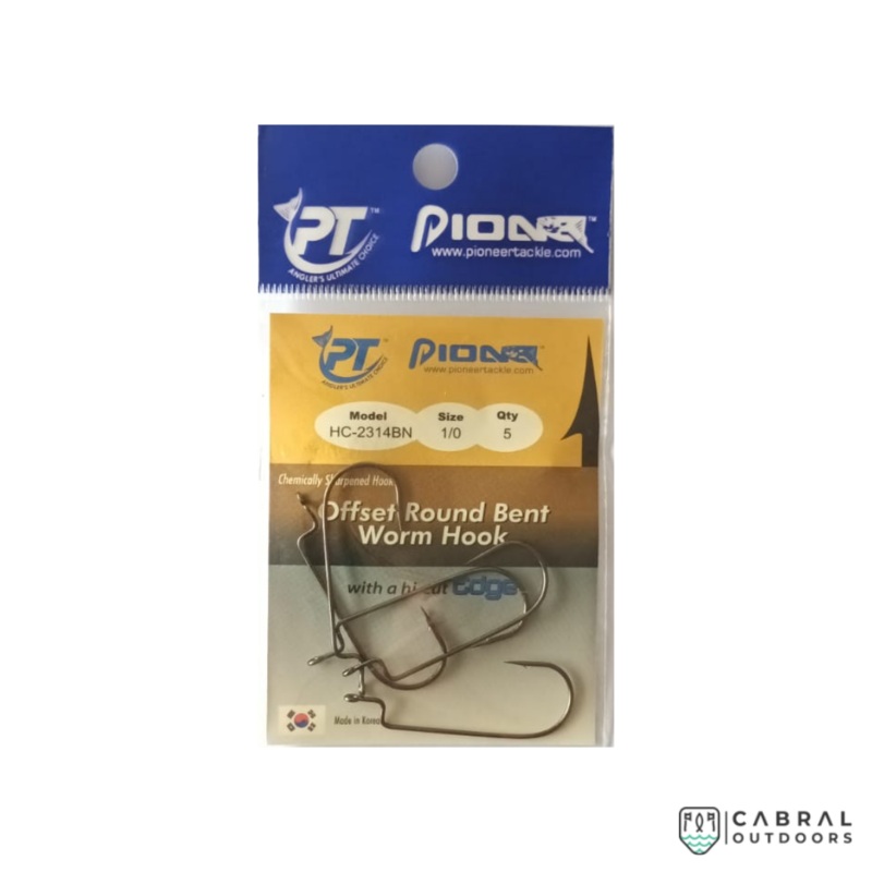 Pioneer Offset Round Bent  Worm Hooks | Size: 1/0-4/0 1/0