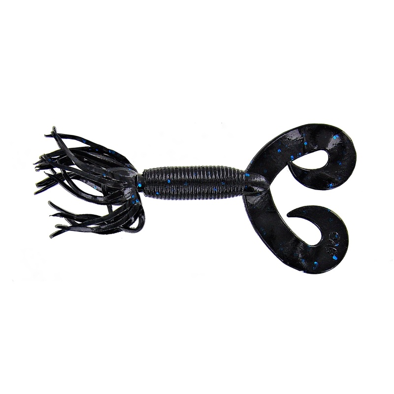 Yamamoto 5” Dt Hula Grub Black W/Lg Blue Flake 10Pk