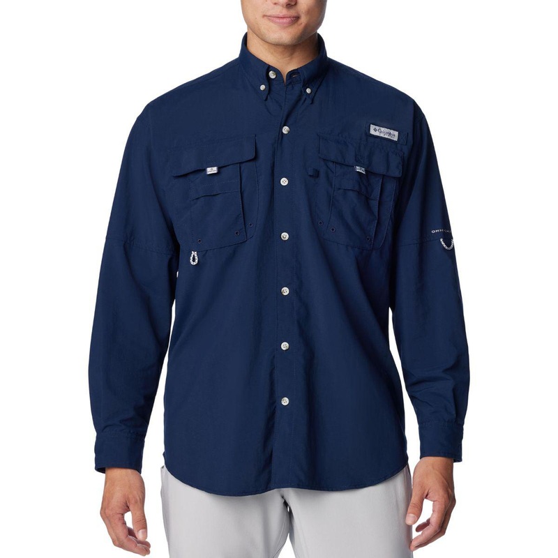 Columbia PFG Bahama II Long Sleeve Shirt Mens Navy Small Navy