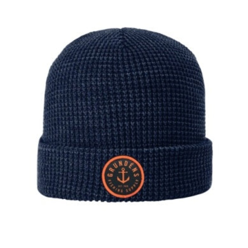 Grundens Anchor Waffle Beanie Navy