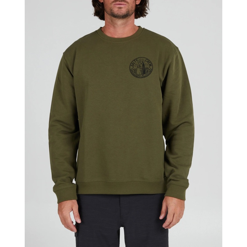 Salty Crew In Fishing We Trust Crew Fleece Army M