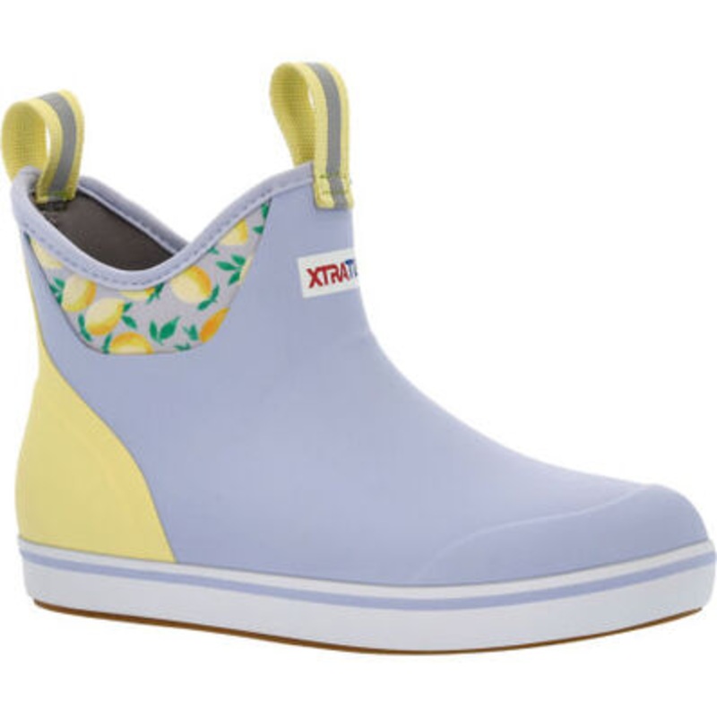 XTRATUF Women’s 6″ Ankle Deck Boot Prints Periwinkle/Lemon 5