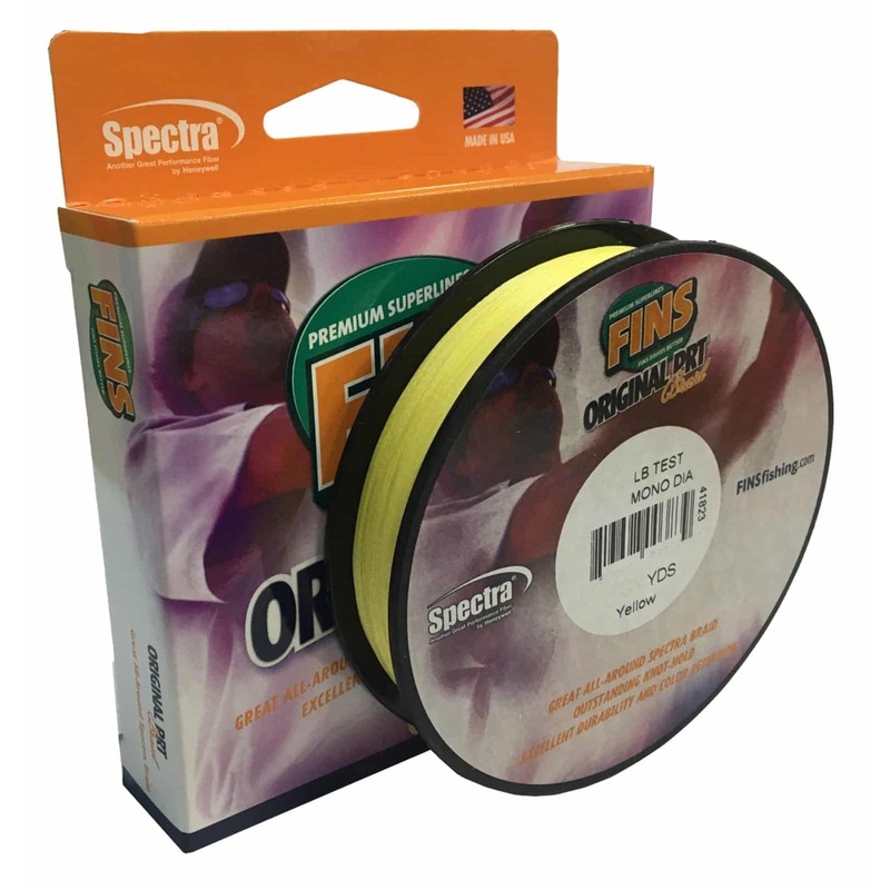 Fins Original PRT Spectra Superline Braid Fishing Line Yellow – 300yd 20lb