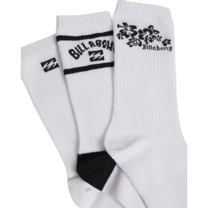 Billabong Womens Good Times Socks 3 Pack Black / White