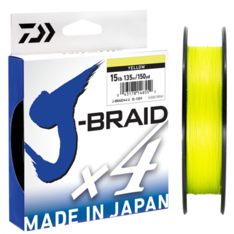 Daiwa J Braid X4 Yellow Braid 10LB/150YD YELLOW