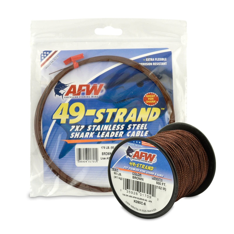 49 Strand, 7×7 Stainless Steel Shark Leader Cable 30′