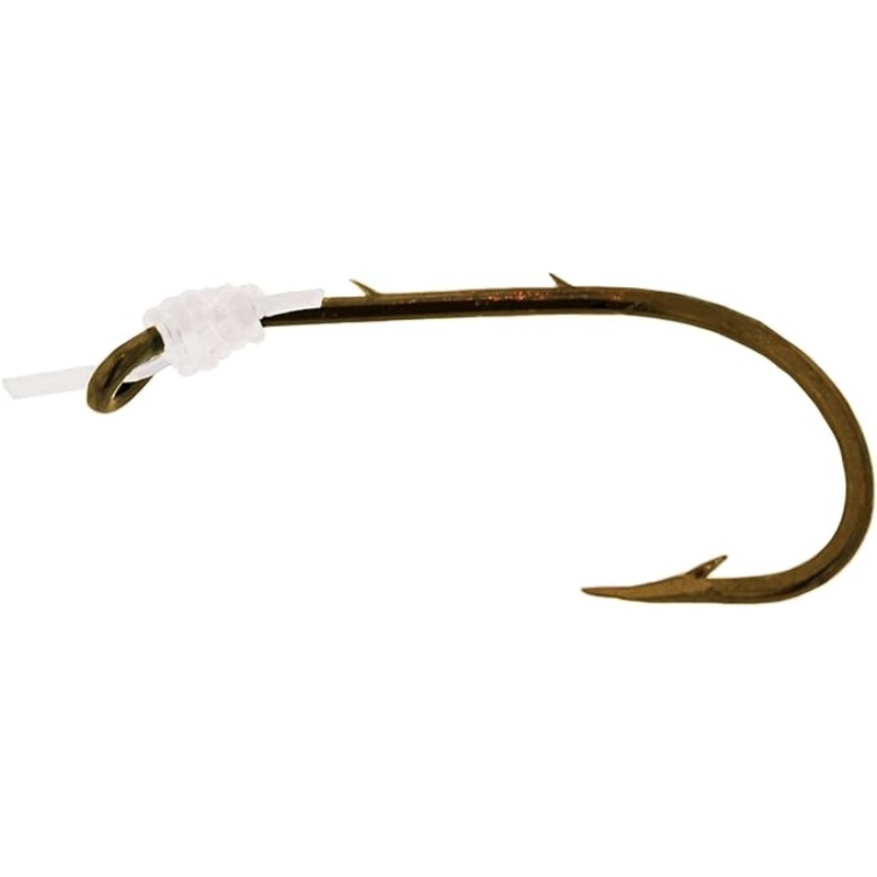 Eagle Claw 139H-6 Baitholder Snelled Hook, Size 6, 2 Sliced Shank, Offset, Down Eye, Bronze, 6/pk