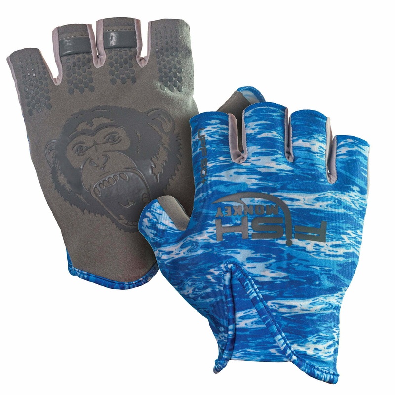 Fish Monkey Gloves Stubby Guide Glove Blue Water Camo Small