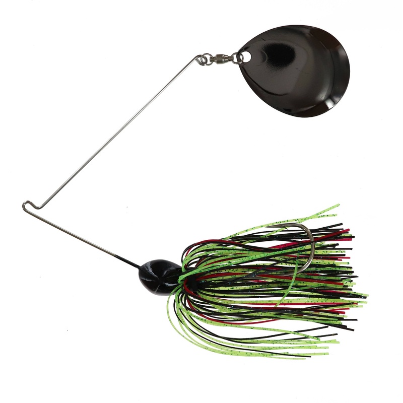 Georgia Blade Night Spinnerbait 310 Black Red Chartreuse Silicone Blk Nickel Blade 1/2 oz