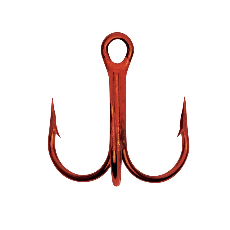 Eagle Claw 2X Treble Reg Shank Red