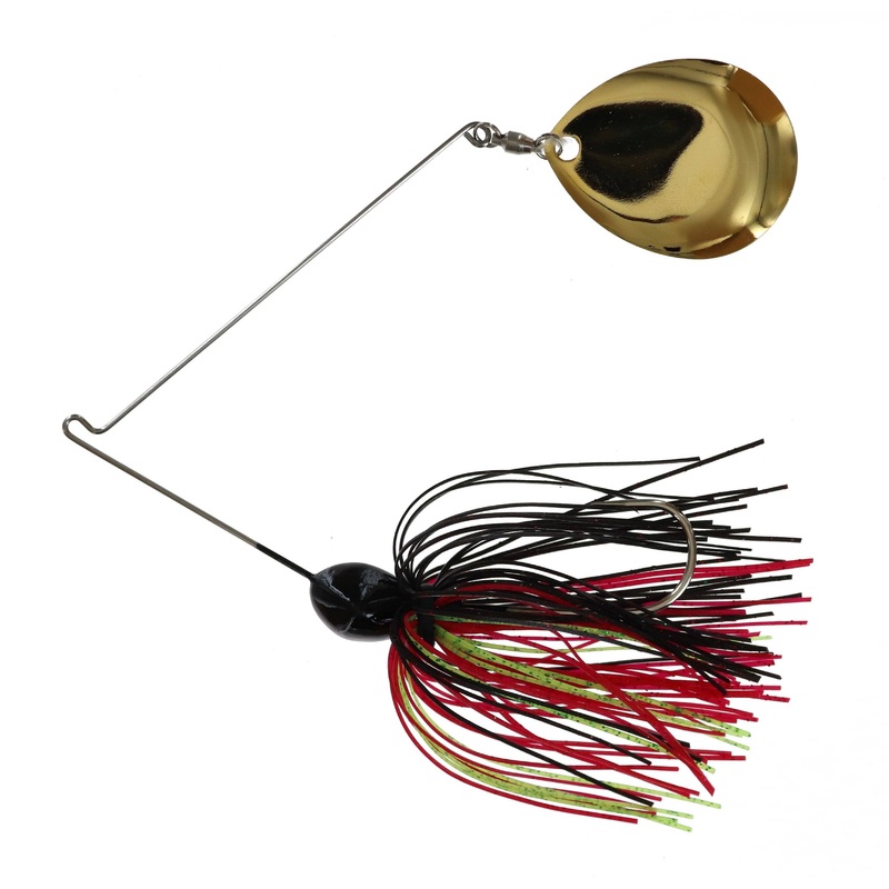 Georgia Blade Night Spinnerbait 403 Black Chartreuse Red Gold Blade 1/2 oz