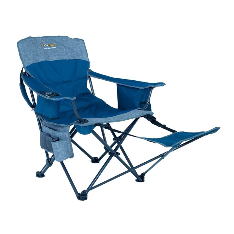 Oztrail Monarch Arm Chair With Footrest BLUE