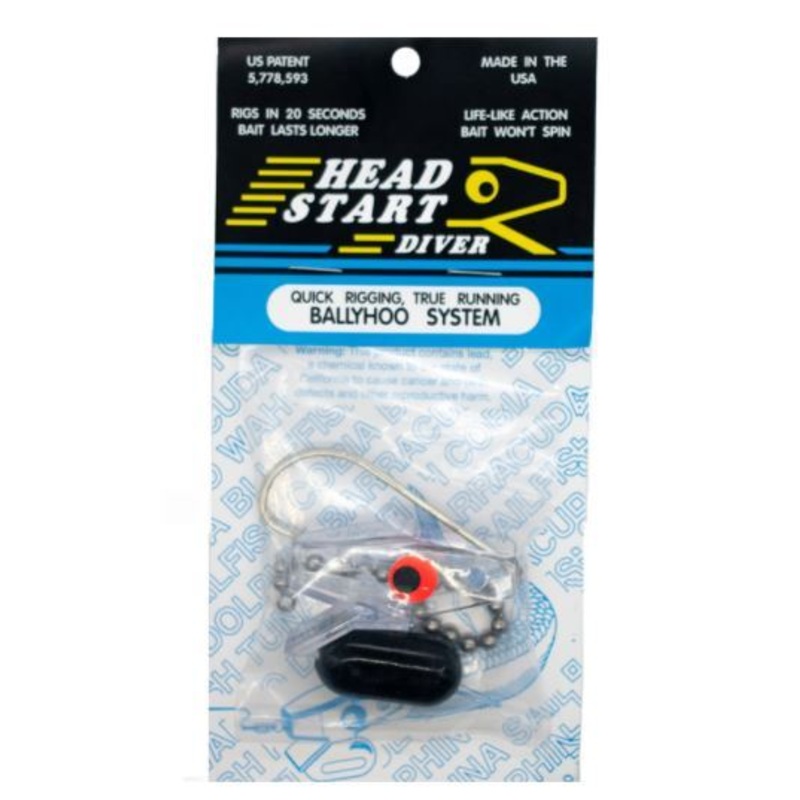 Head Start Ballyhoo Gar Chain Surface Chin Guard Trolling Rig Black