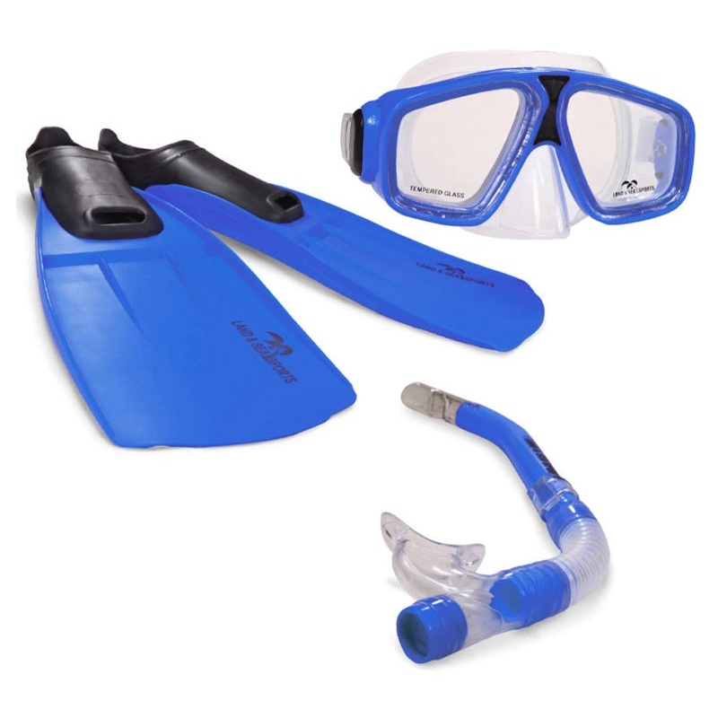 Land and Sea Adventurer Silicone MSF Mask Snorkel Fin Set Large Yellow