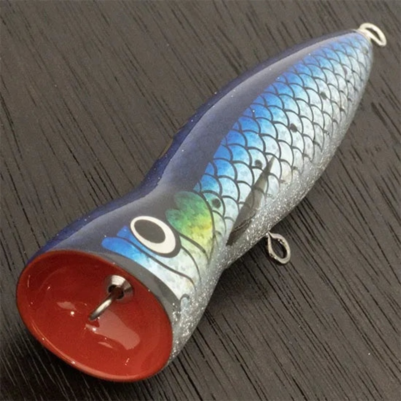 Reef Original Handmade Wood Lure – Slim Popper 110 (Heavy Hook Type) Blue Sardine