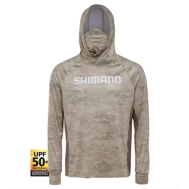 Shimano Hooded L/S Tech Tee S Grey Dot Camo