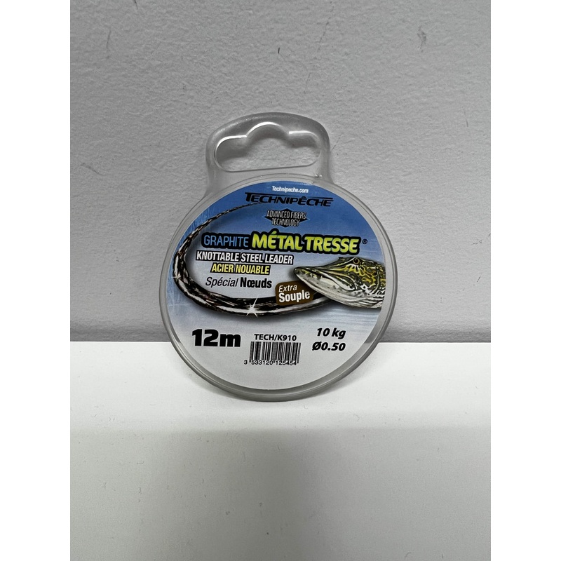 Technipeche Graphite Metal Tresse Knottable Steel Wire Leader 6kg – 12m