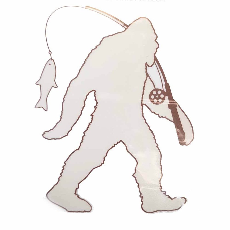 Bigfoot Carrying Fishing Pole Decal LARGE