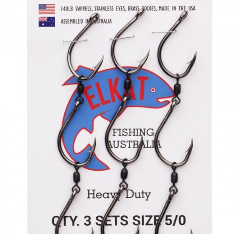 Elkat Ganged Hooks 3 X 3 10/0 BLACK