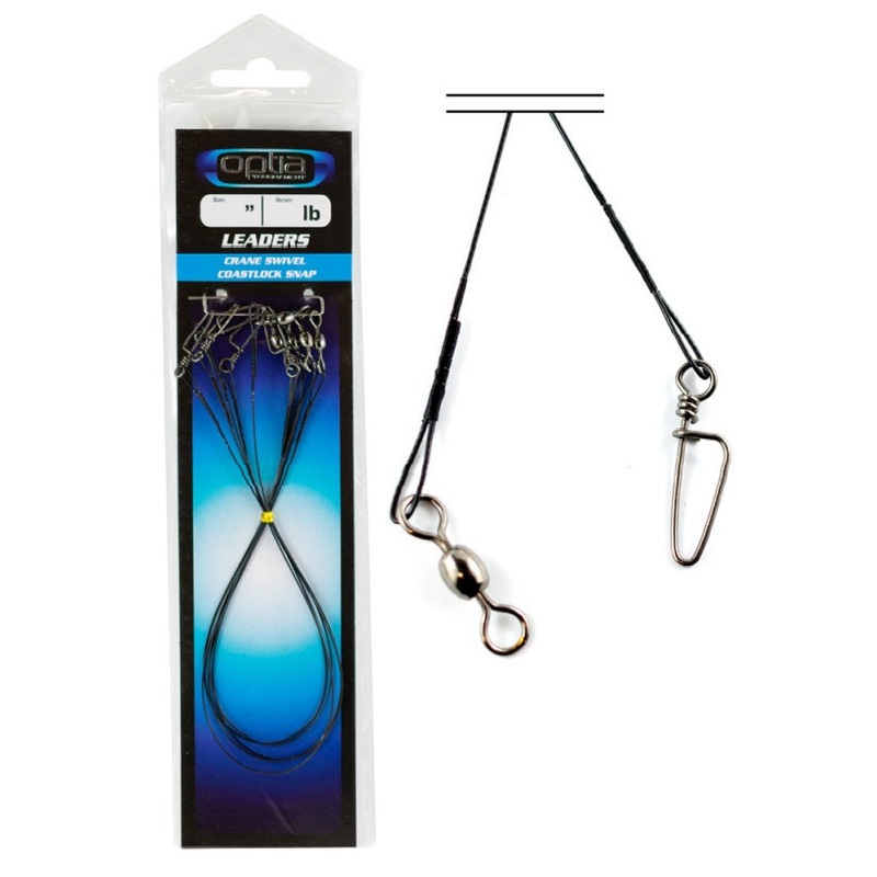 Optia OP082 Coated Wire Pre Made Trace Crane Swivel With Coastlock Snap – 12 Inch 100lb