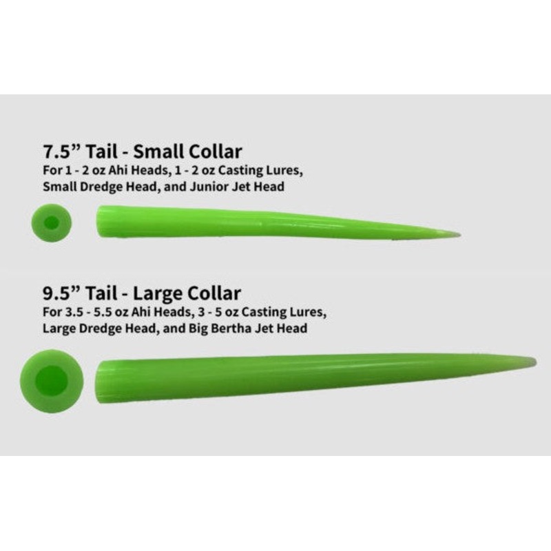 Wolfpack Tackle Ahi Tail 7.5″ Green Glow 03pk
